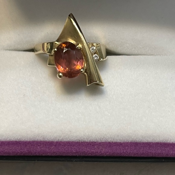 Genuine raspberry Rodalite Garnet 14 k gold band - Picture 9 of 9